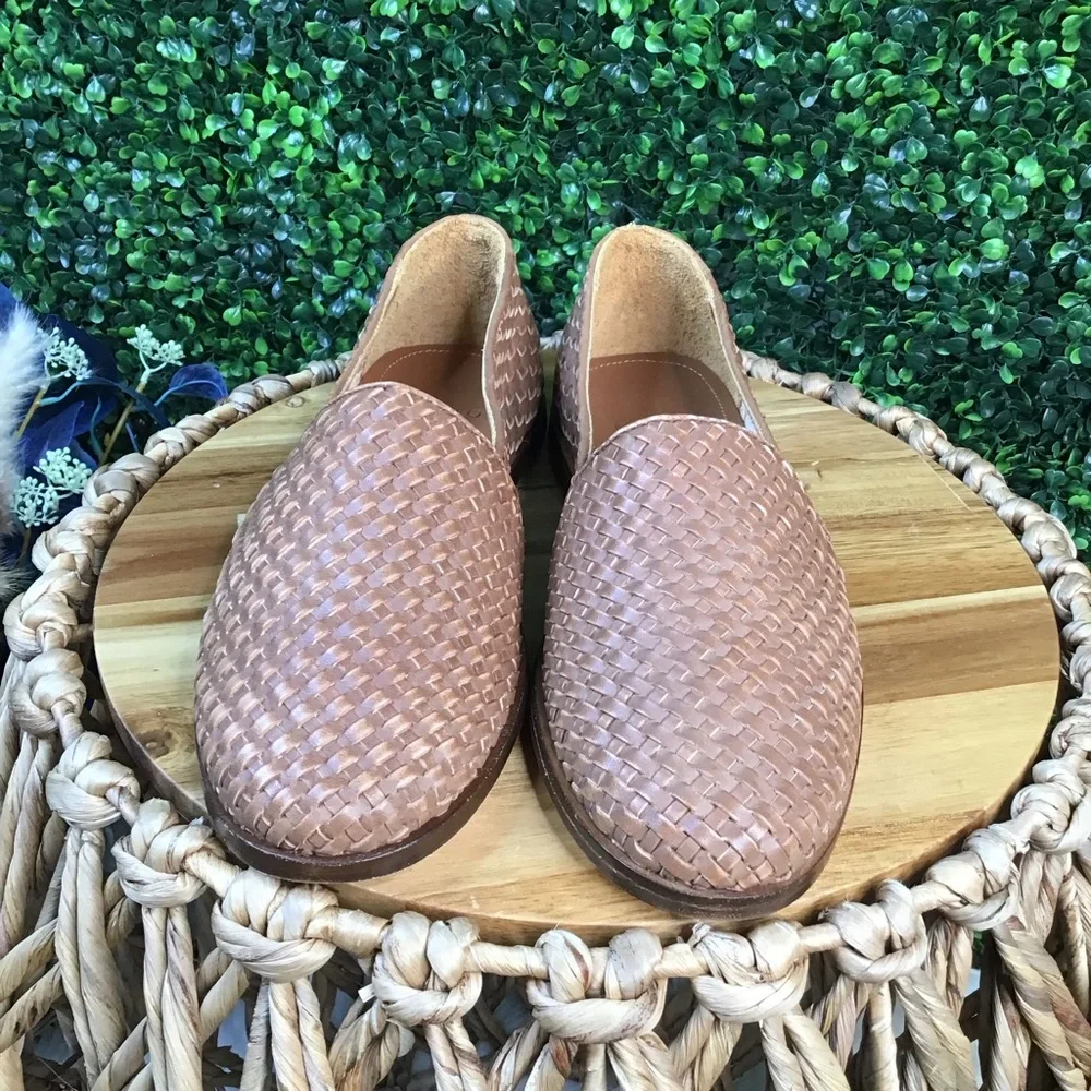 New in box mens‎ leather Nisolo Brown Woven Alejandro slip on new in box